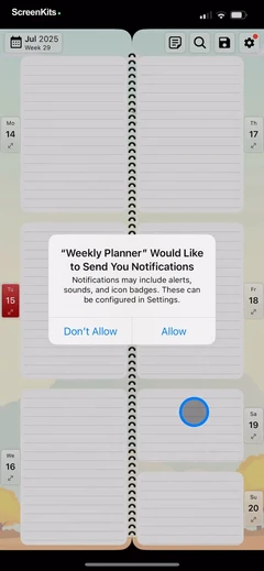 Weekly Planner - Diary, Notes permissions UI screen 11