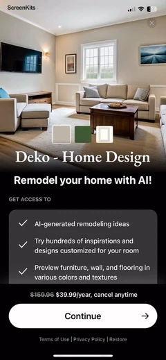 Deko- AI Home Design & Remodel paywalls UI screen 5