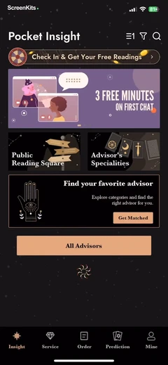 Pocket Insight Psychic Reading mobile app UI screen 4