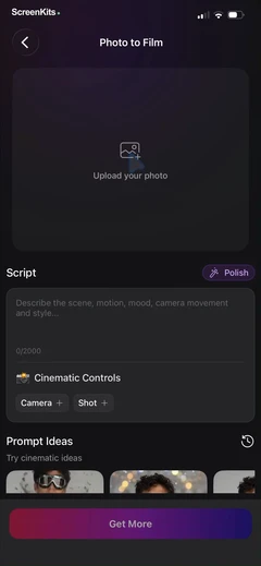filmit-ai-ai-cinematic-video mobile app UI screen 8