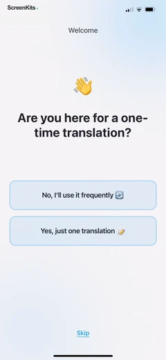 iTranslate Translator onboarding UI screen 6