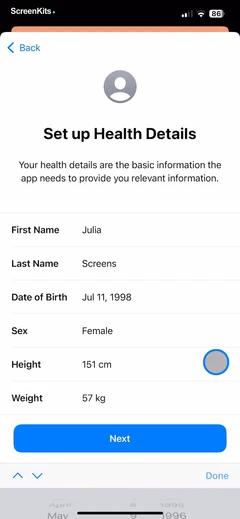 Apple Health forms UI screen 11