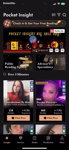 Pocket Insight Psychic Reading mobile app UI screen 8