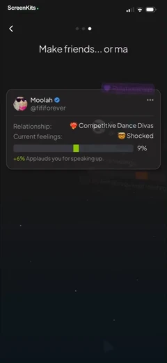 status - sims but social media mobile app UI screen 7
