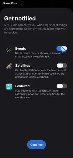 Sky Guide mobile app UI screen 7