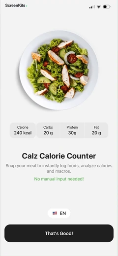 Calz - Calorie Counter AI mobile app UI screen 2