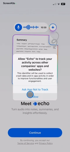 Echo – AI Meeting Note Taker permissions UI screen 1