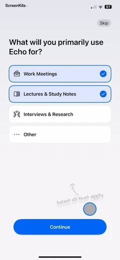 Echo – AI Meeting Note Taker mobile app UI screen 4