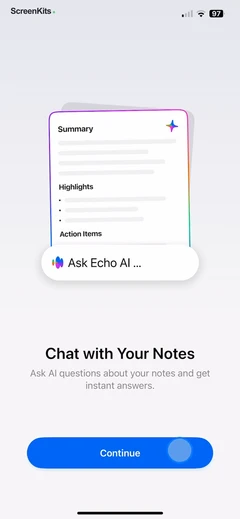 Echo – AI Meeting Note Taker mobile app UI screen 6