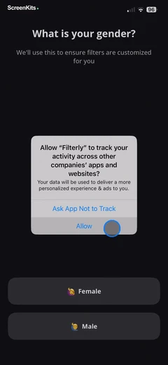 Filterly - AI Photo Enhancer permissions UI screen 1