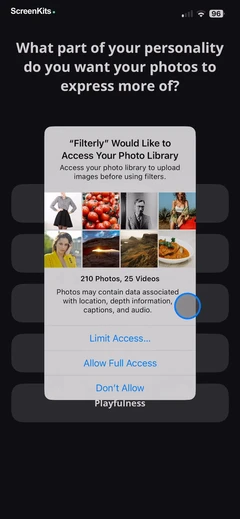 Filterly - AI Photo Enhancer permissions UI screen 10