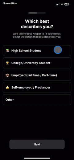Focus Keeper - Pomodoro Timer mobile app UI screen 2