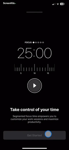 Focus Keeper - Pomodoro Timer mobile app UI screen 1