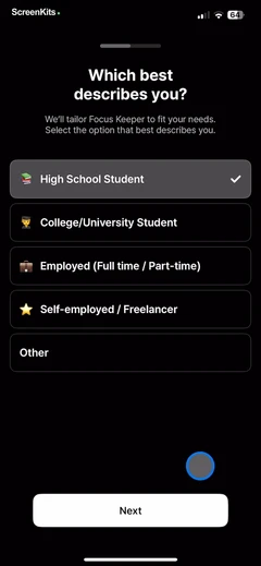 Focus Keeper - Pomodoro Timer mobile app UI screen 3