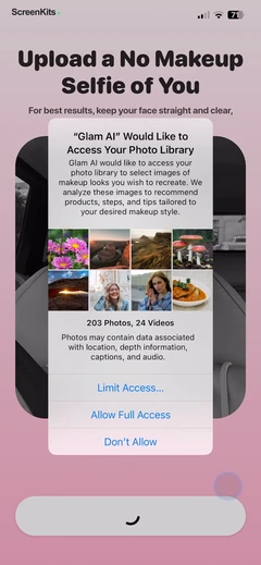 GlowUp - Makeup & Beauty permissions UI screen 9