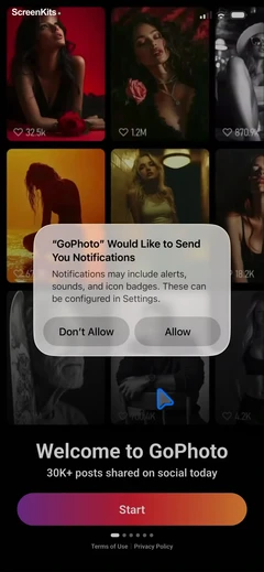 GoPhoto-AI Photo & Video Maker onboarding and permissions UI screen 4