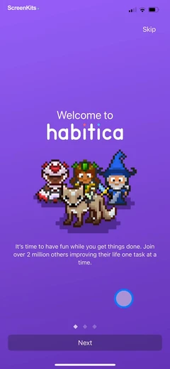 Habitica- Gamified Taskmanager onboarding UI screen 4
