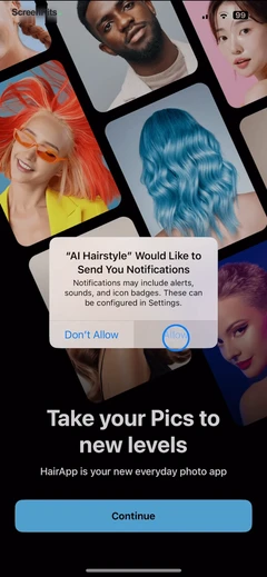 Hair AI- Hairstyle Filter, Cut permissions UI screen 3
