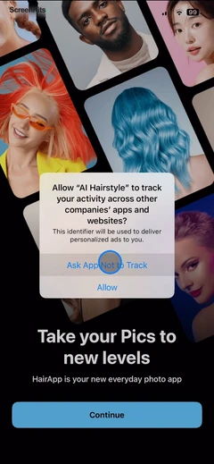 Hair AI- Hairstyle Filter, Cut permissions UI screen 2