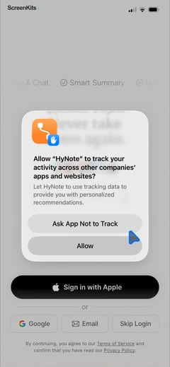 HyNote- AI Note Taker, Summary permissions UI screen 6