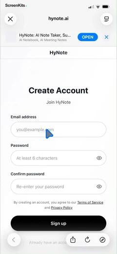 HyNote- AI Note Taker, Summary onboarding and forms UI screen 10