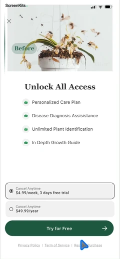 Identify My Plant Now paywalls UI screen 10