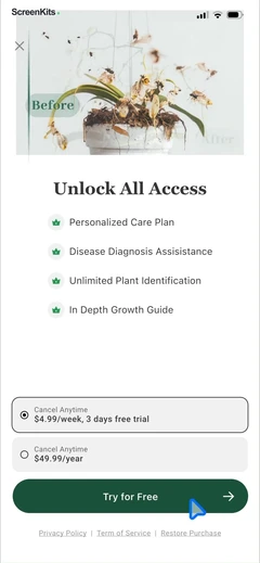 Identify My Plant Now paywalls UI screen 11