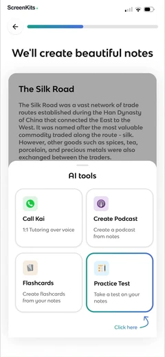 Knowt- AI Flashcards & Notes mobile app UI screen 7