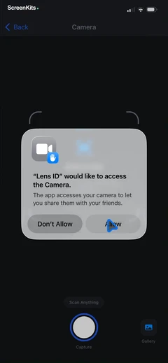 Lens ID – AI Identify & Search permissions UI screen 12