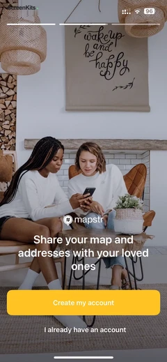Mapstr – Save & Follow Places mobile app UI screen 2