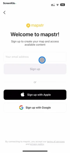 Mapstr – Save & Follow Places onboarding and forms UI screen 5