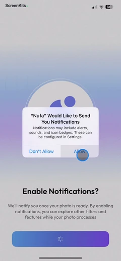 Nufa- AI Photoshoot Generator permissions UI screen 9