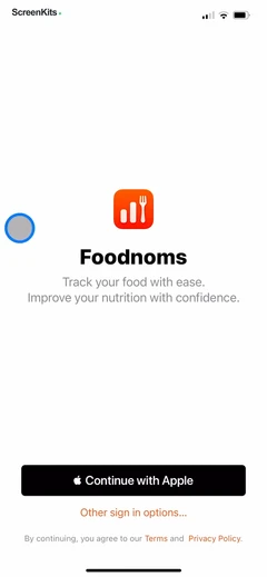 Nutrition Tracker- Foodnoms mobile app UI screen 1