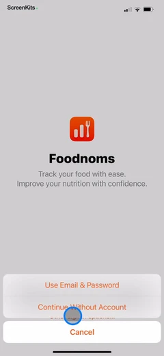 Nutrition Tracker- Foodnoms forms UI screen 2