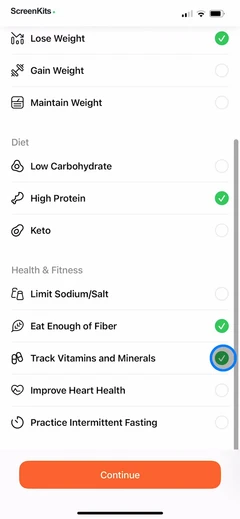 Nutrition Tracker- Foodnoms mobile app UI screen 6