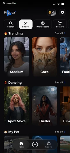 Photica Live Photo AI Animator mobile app UI screen 3