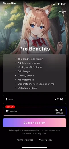 PicSo – Customize Your AI Girl paywalls UI screen 3