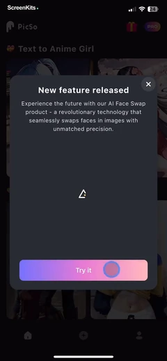 PicSo – Customize Your AI Girl mobile app UI screen 5