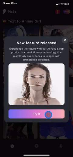PicSo – Customize Your AI Girl mobile app UI screen 6