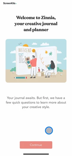 Planner & Journal - Zinnia onboarding UI screen 1
