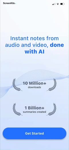 Summary - AI Note Taker mobile app UI screen 3