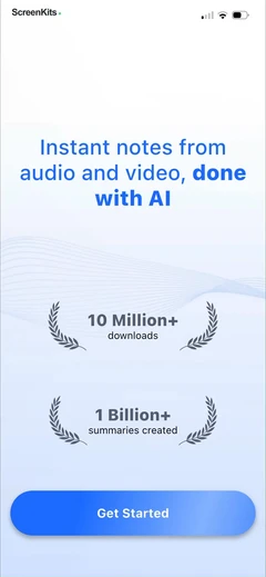 Summary - AI Note Taker mobile app UI screen 6