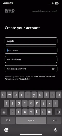 WODProof- WOD Recorder & Timer onboarding and forms UI screen 5