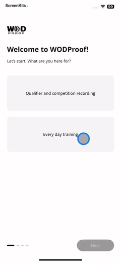 WODProof- WOD Recorder & Timer onboarding UI screen 7