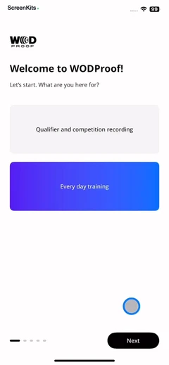 WODProof- WOD Recorder & Timer onboarding UI screen 8